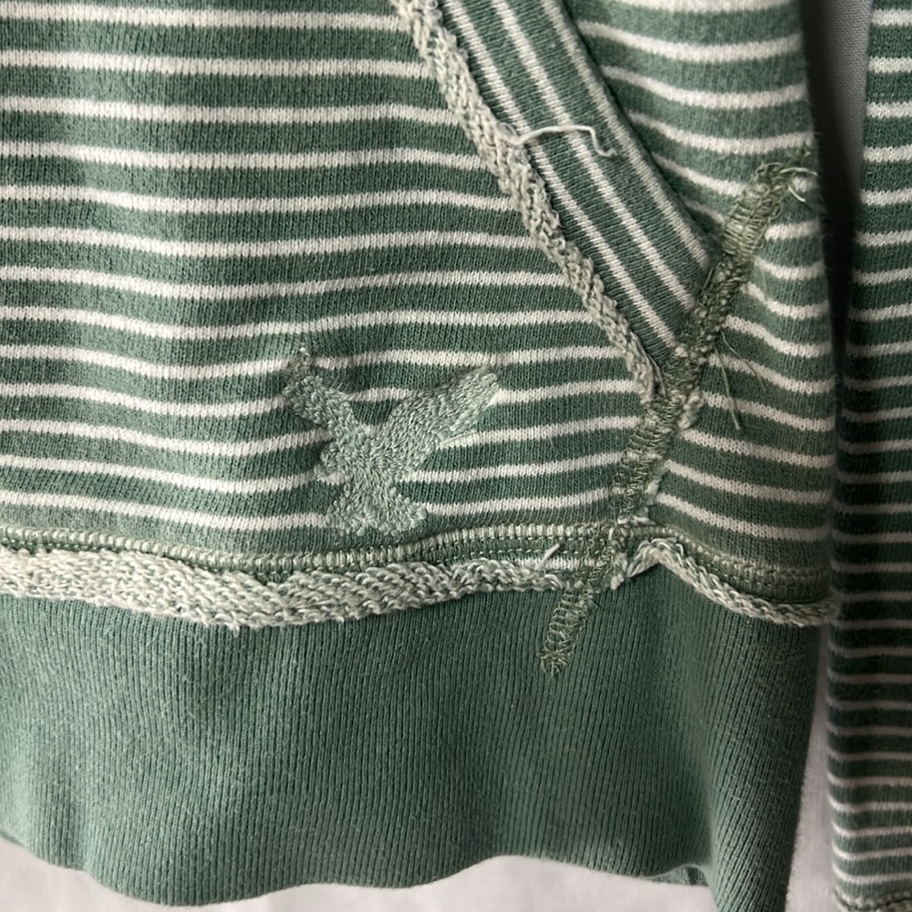 Women’s American Eagle green white striped hoodie size S great condition - Picture 2 of 5